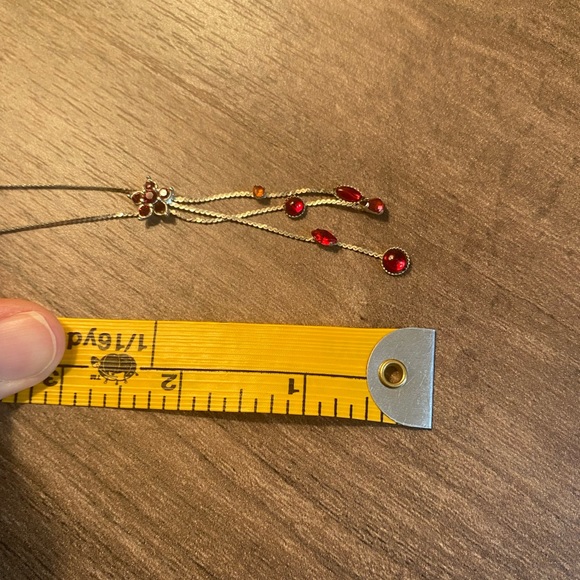 Red Gem Dangle Necklace - Picture 2 of 6